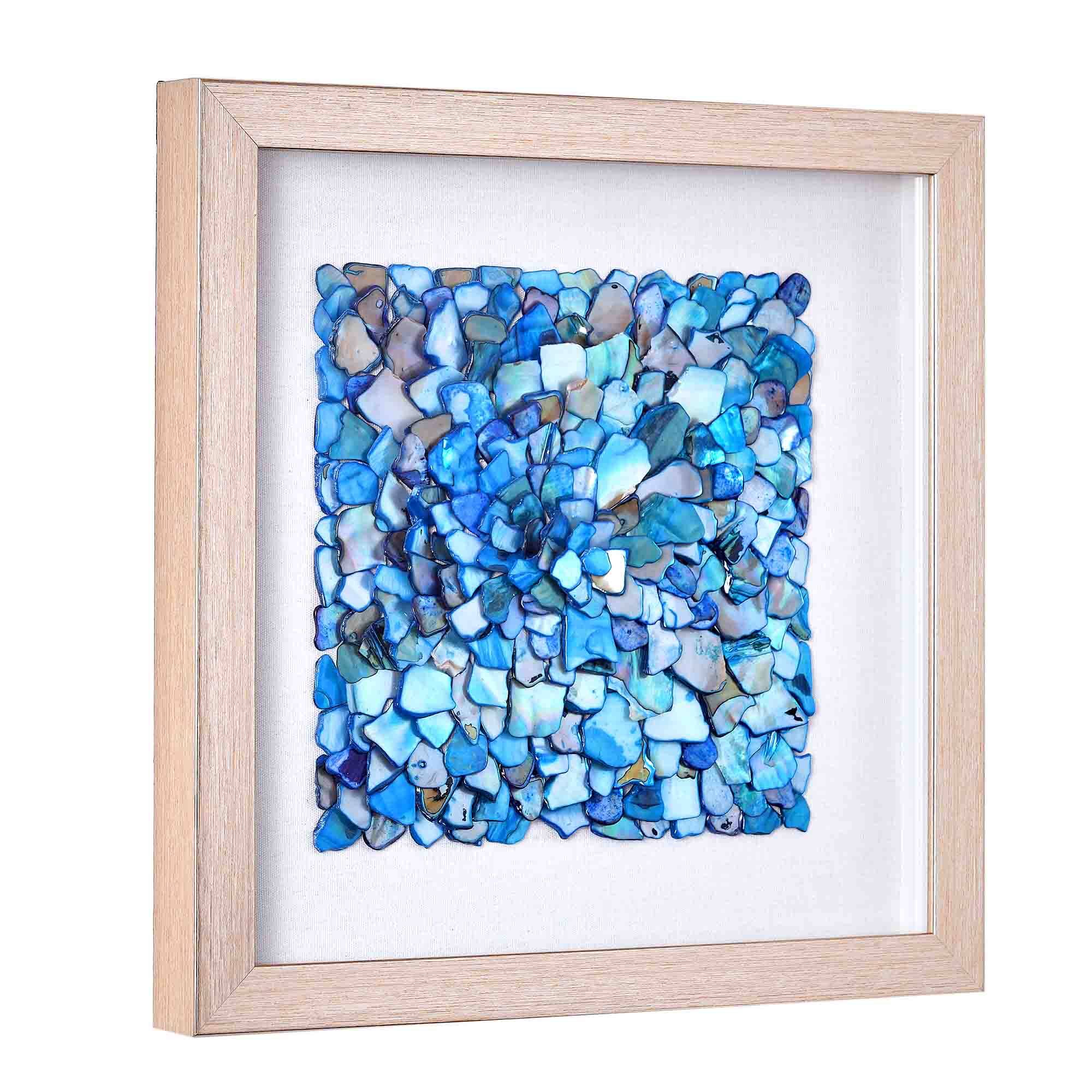 American Art Decor Framed Wall Art with Seashell Decoration and Glass Cover 2-Piece Set - 11.81" x 11.81" x 1.18"